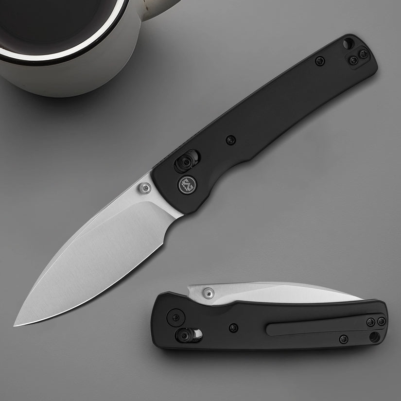 Miguron Vakor - 3.15" M390 Satin Blade, Black PVD Titanium Handle. MGR-633AWBK