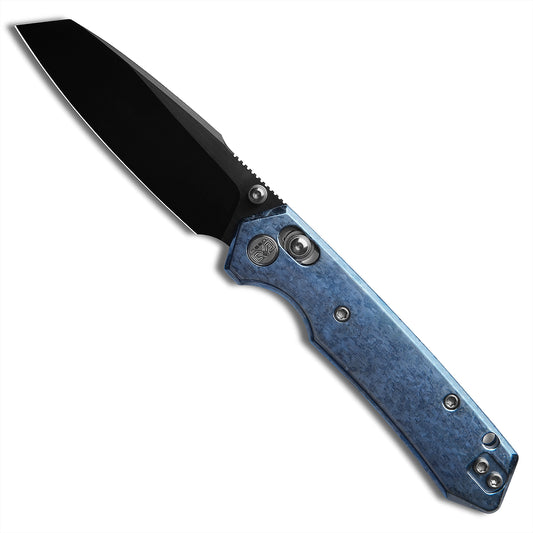 Miguron Vatso - 2.99" M390 Satin DLC Blade, Blue Crystal Titanium Handle. MGR-631ABJBU