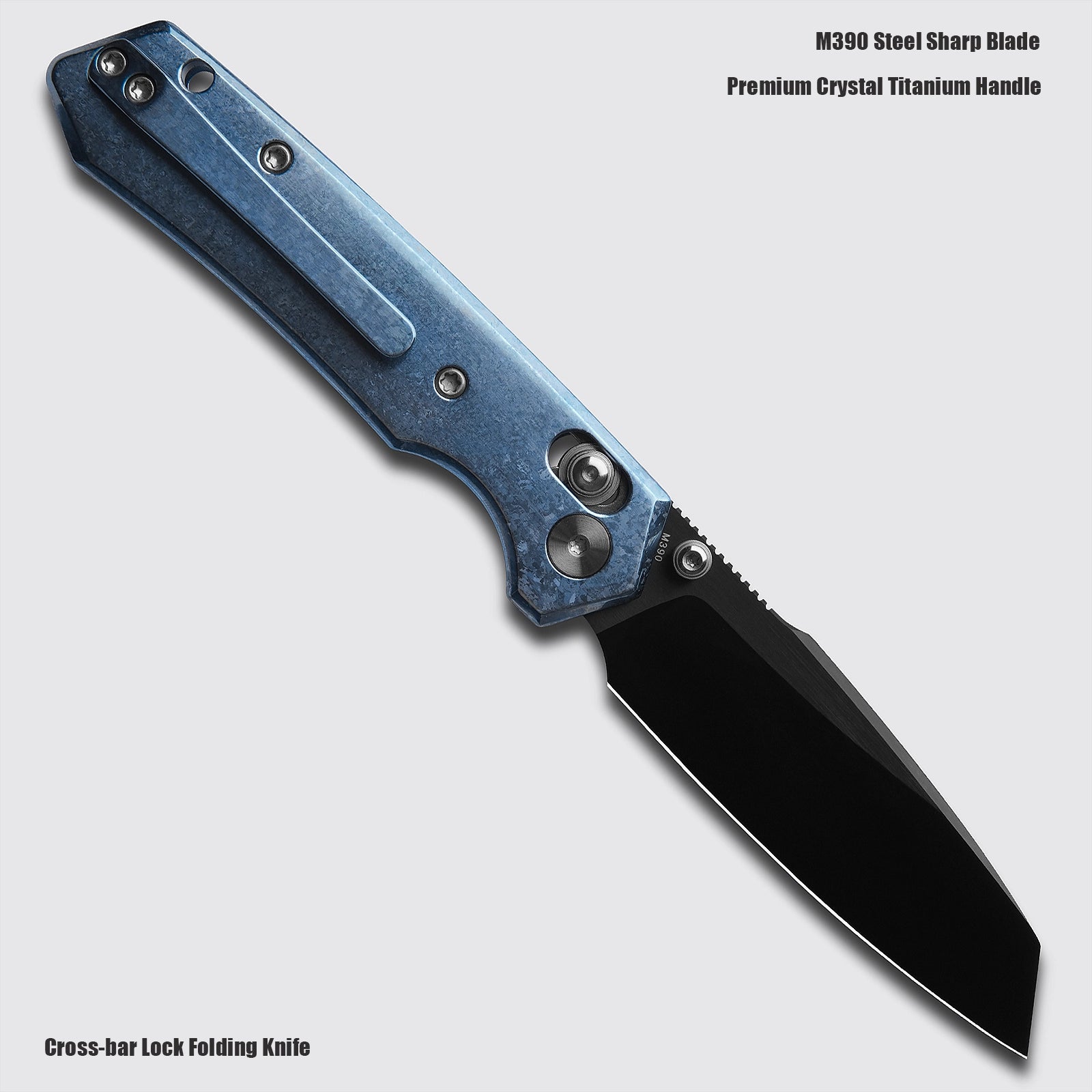 Miguron Vatso - 2.99" M390 Satin DLC Blade, Blue Crystal Titanium Handle. MGR-631ABJBU