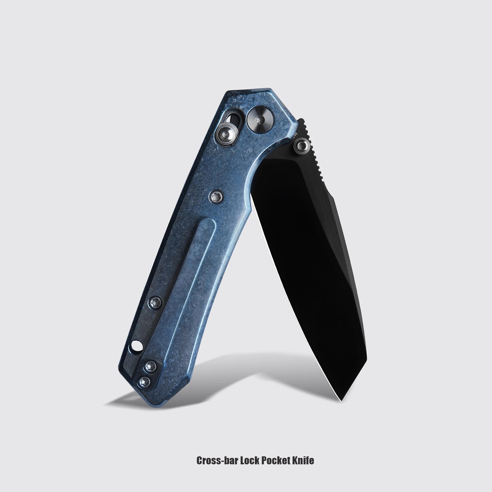 Miguron Vatso - 2.99" M390 Satin DLC Blade, Blue Crystal Titanium Handle. MGR-631ABJBU