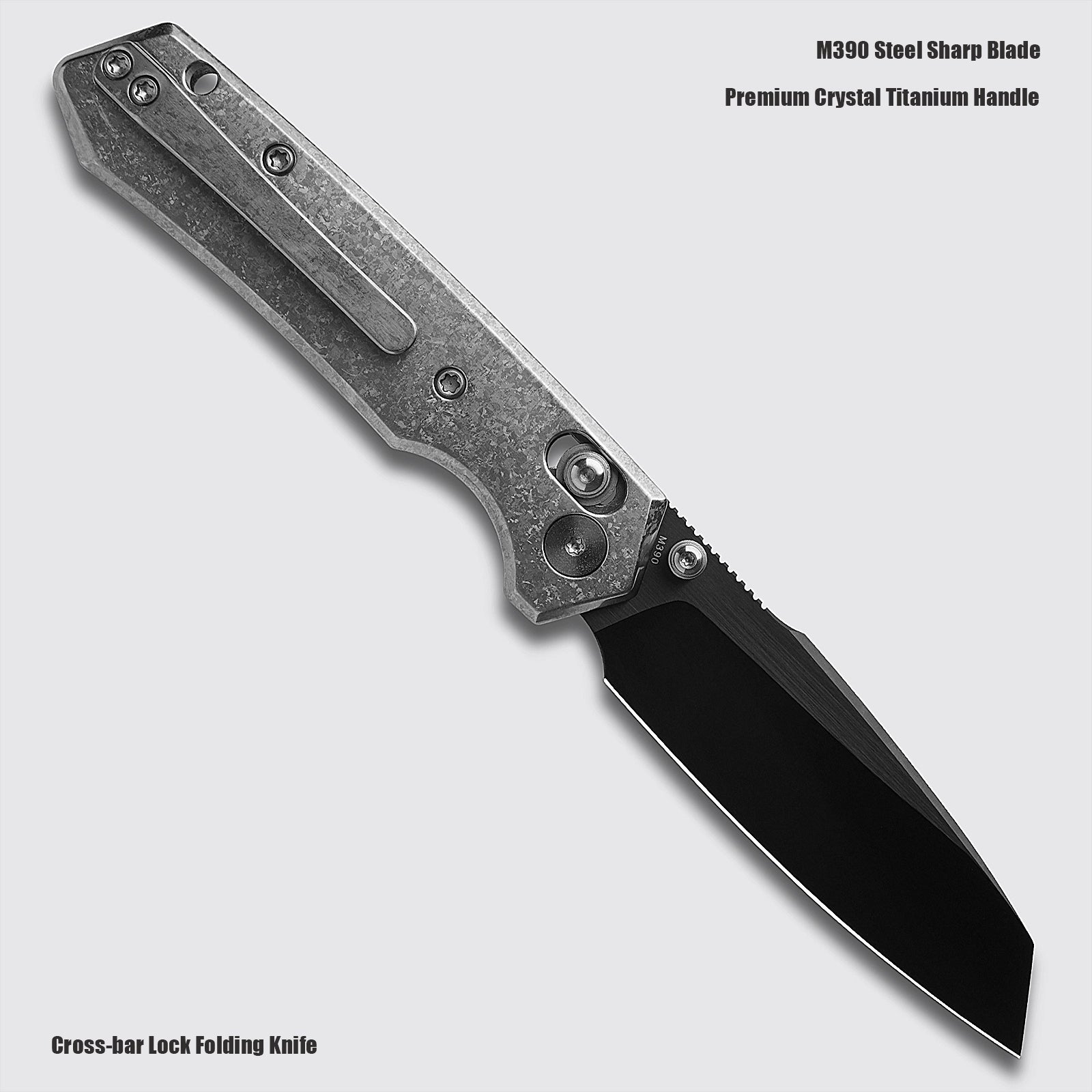 Miguron Vatso - 2.99" M390 Satin DLC Blade, Silver Crystal Titanium Handle. MGR-631ABJSR