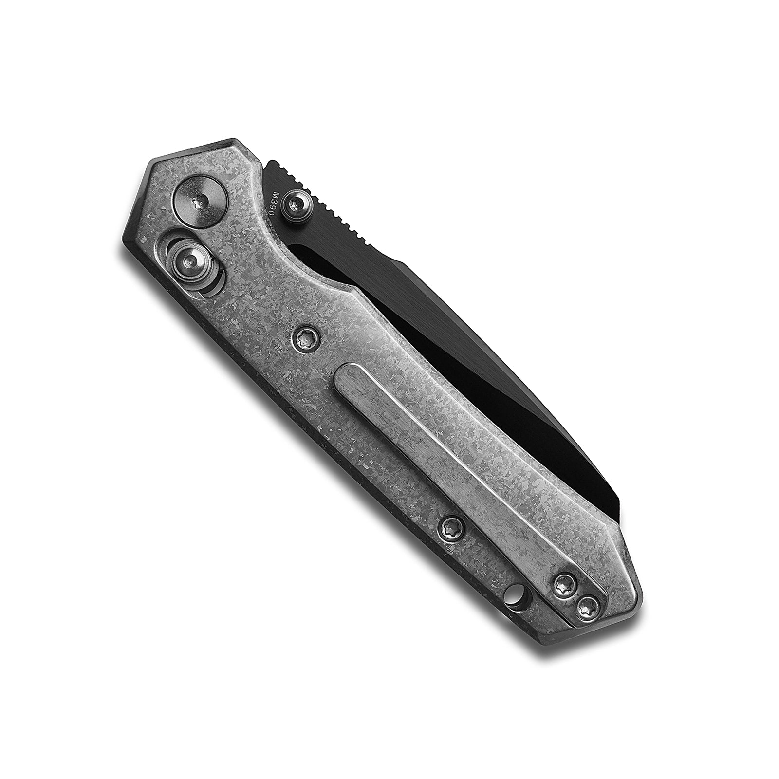 Miguron Vatso - 2.99" M390 Satin DLC Blade, Silver Crystal Titanium Handle. MGR-631ABJSR