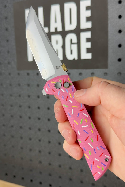 North Mountain Blade Chop 2 Donut Thumb Disk - 3.4" SLD-Magic Steel San Mai Tanto Blade, Donut G10 Handle