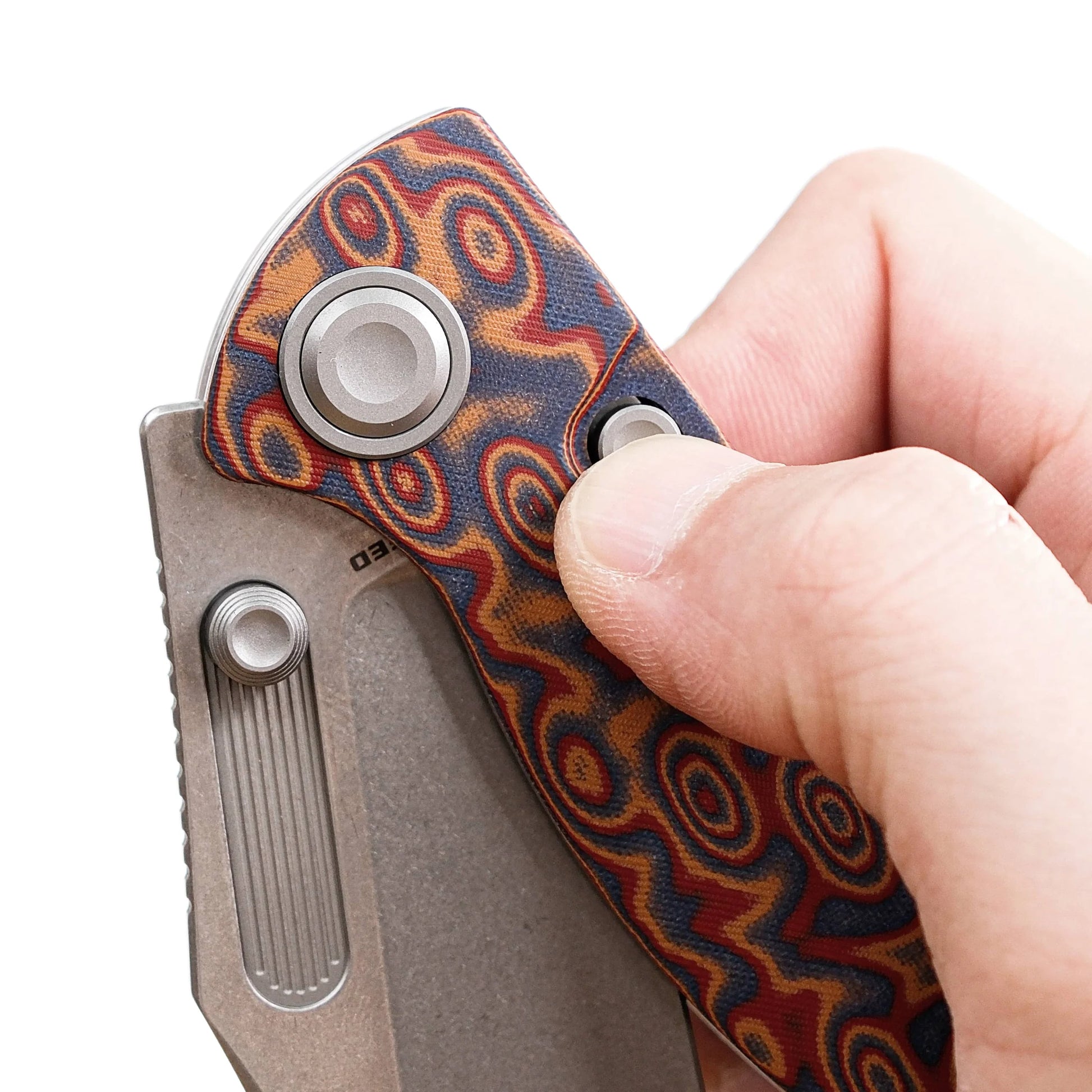 Vosteed Naga A3904 - 3.47" S35VN Stonewash Blade, Copper Raindrop Micarta Handle
