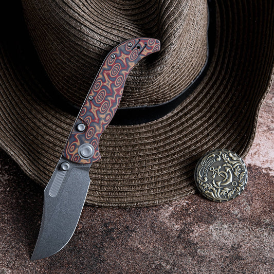 Vosteed Naga A3904 - 3.47" S35VN Stonewash Blade, Copper Raindrop Micarta Handle