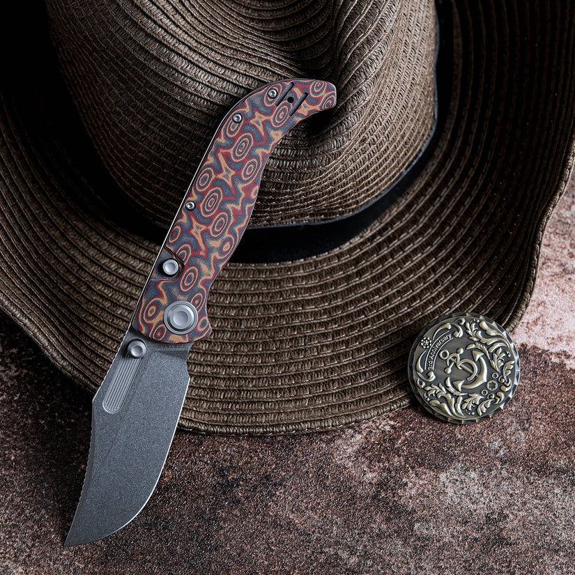 Vosteed Naga A3904 - 3.47" S35VN Stonewash Blade, Copper Raindrop Micarta Handle