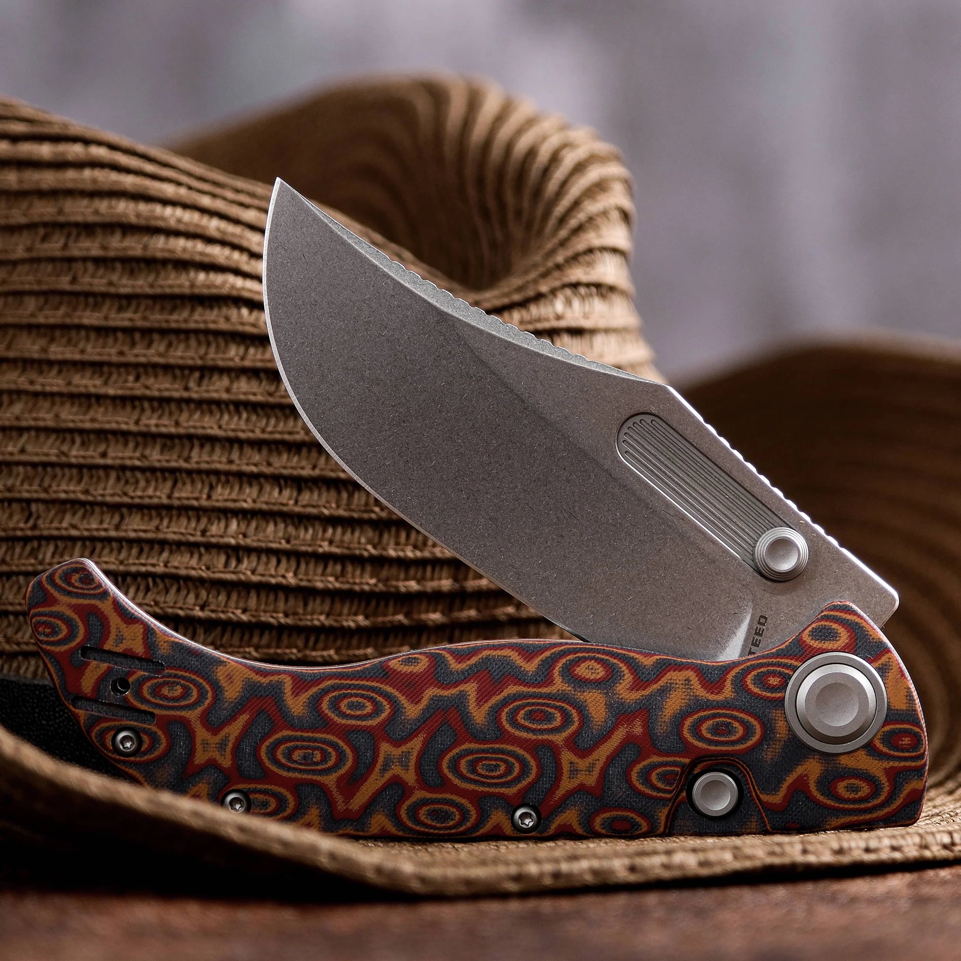Vosteed Naga A3904 - 3.47" S35VN Stonewash Blade, Copper Raindrop Micarta Handle