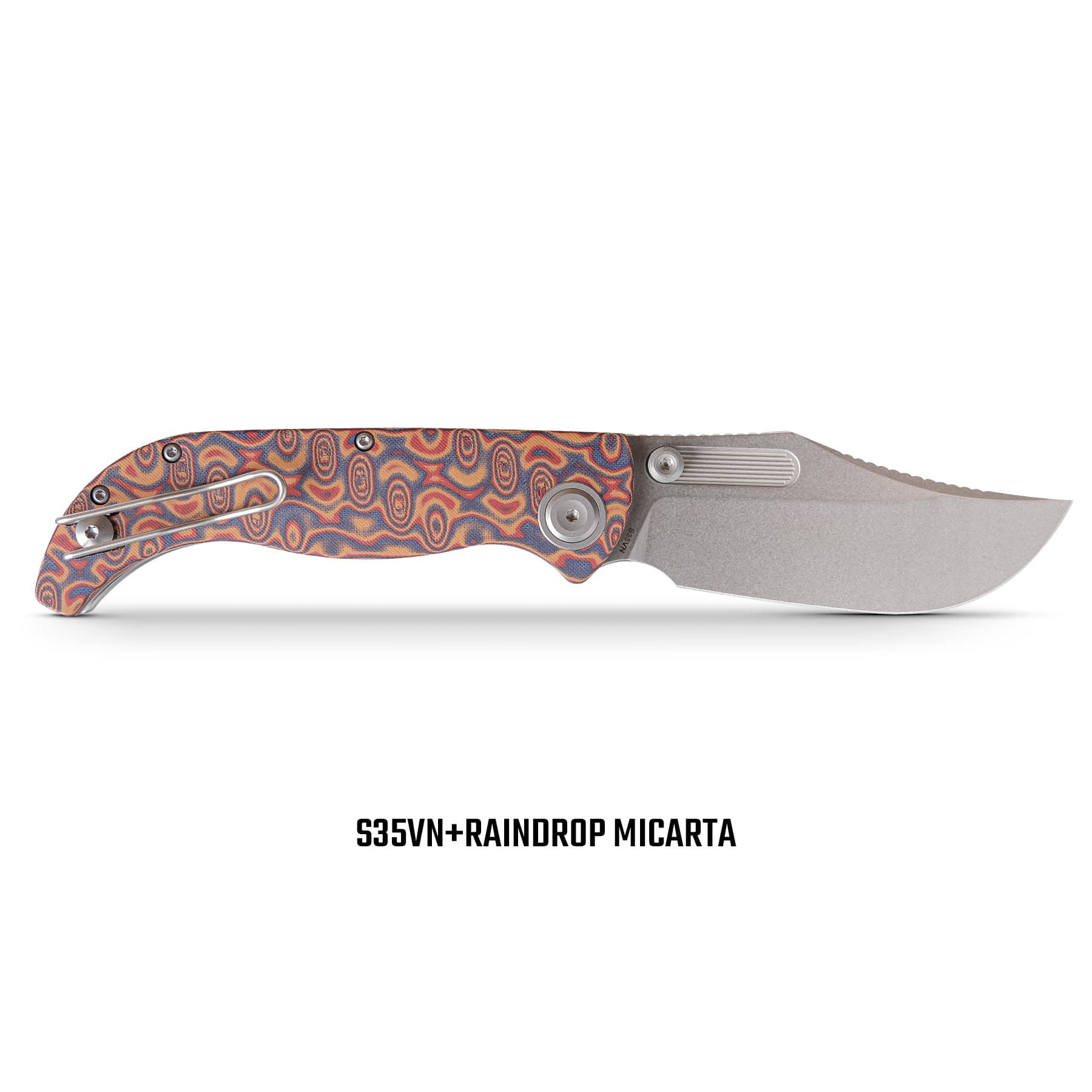 Vosteed Naga A3904 - 3.47" S35VN Stonewash Blade, Copper Raindrop Micarta Handle