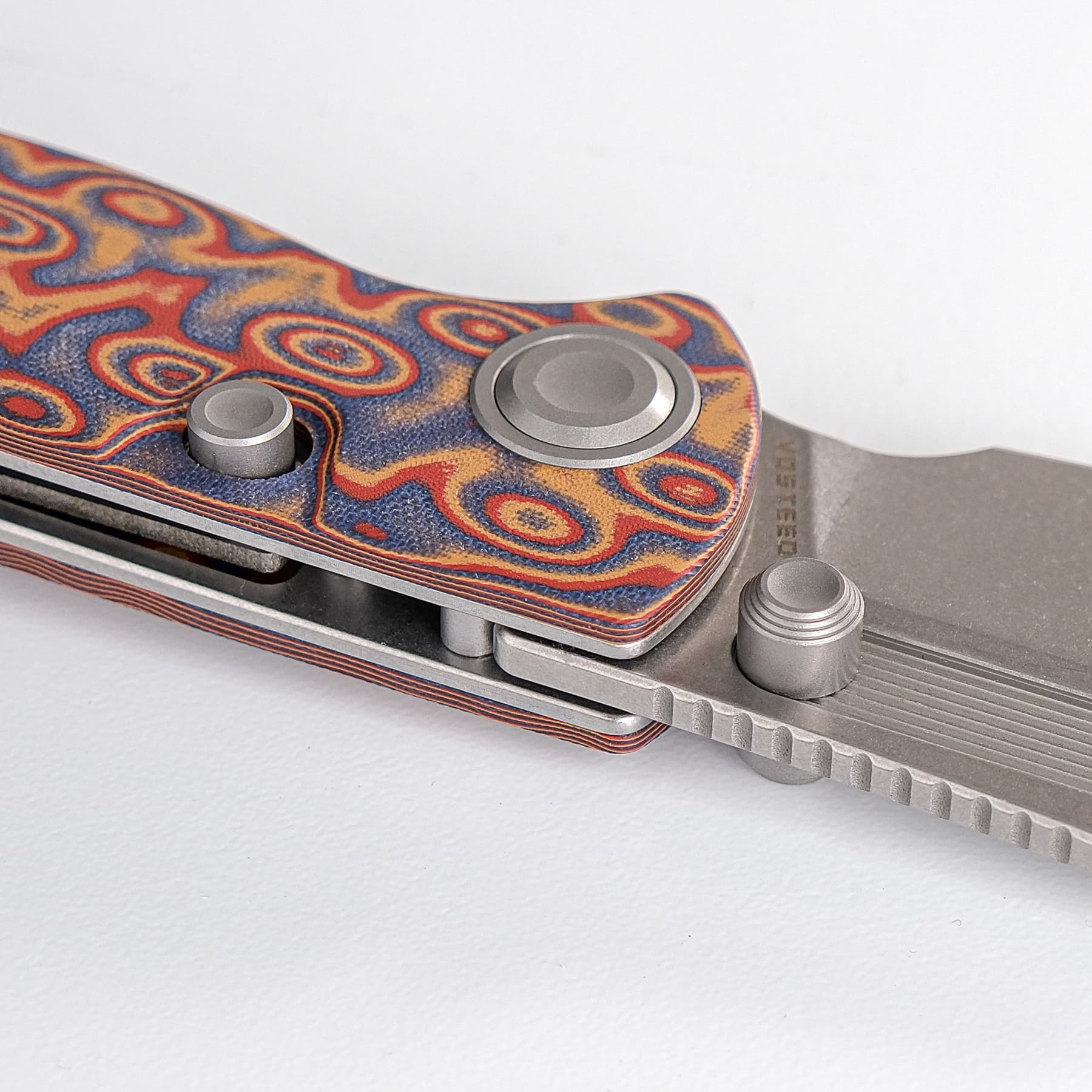 Vosteed Naga A3904 - 3.47" S35VN Stonewash Blade, Copper Raindrop Micarta Handle