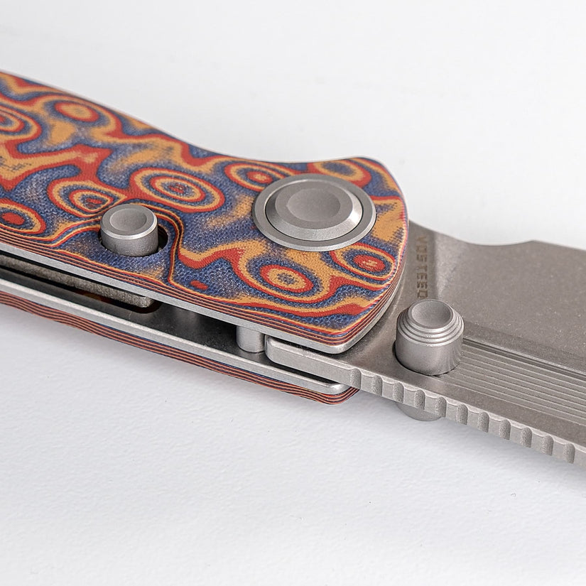 Vosteed Naga A3904 - 3.47" S35VN Stonewash Blade, Copper Raindrop Micarta Handle