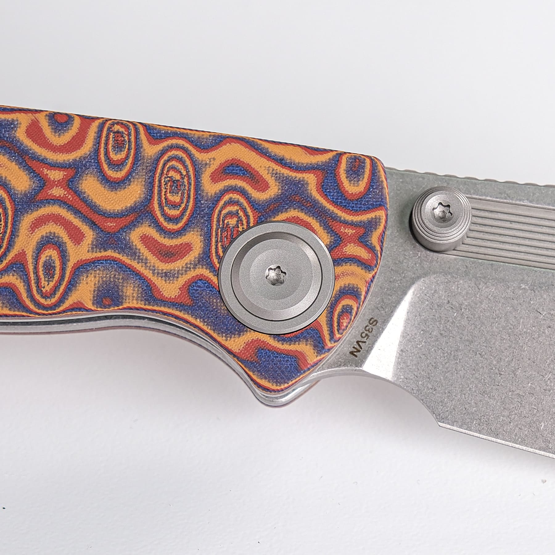 Vosteed Naga A3904 - 3.47" S35VN Stonewash Blade, Copper Raindrop Micarta Handle