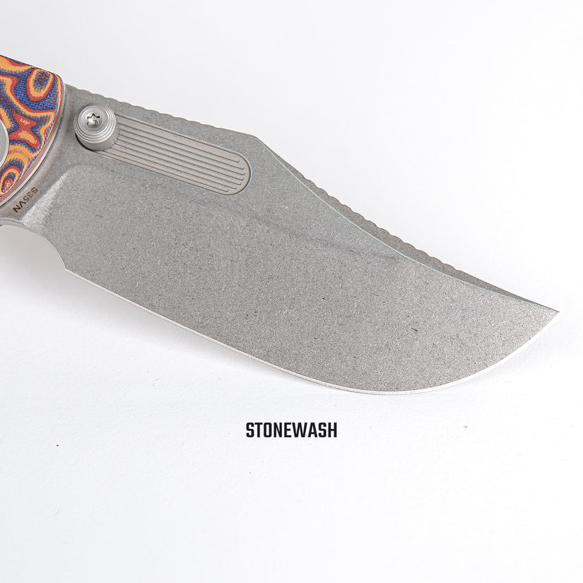 Vosteed Naga A3904 - 3.47" S35VN Stonewash Blade, Copper Raindrop Micarta Handle