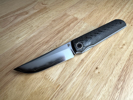 North Mountain Blade Kwaiken 3K - 3.4" SLD-Magic Steel Drop Point Blade, 3K Carbon Fibre Handle