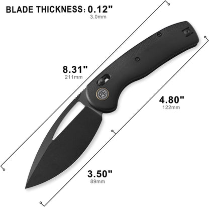 Petrified Fish Viper PFP13DDW - 3.5" K110 Black Stonewashed Blade, Black G10 Handle