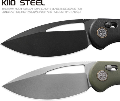 Petrified Fish Viper PFP13DDW - 3.5" K110 Black Stonewashed Blade, Black G10 Handle