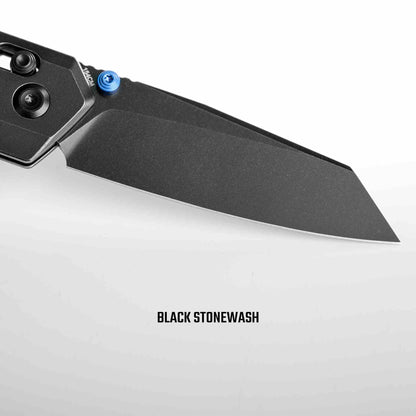 Vosteed Parallel A3501 - 2.9" 154CM Black Stonewash Blade, Black Titanium Handle