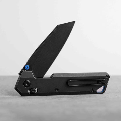 Vosteed Parallel A3501 - 2.9" 154CM Black Stonewash Blade, Black Titanium Handle