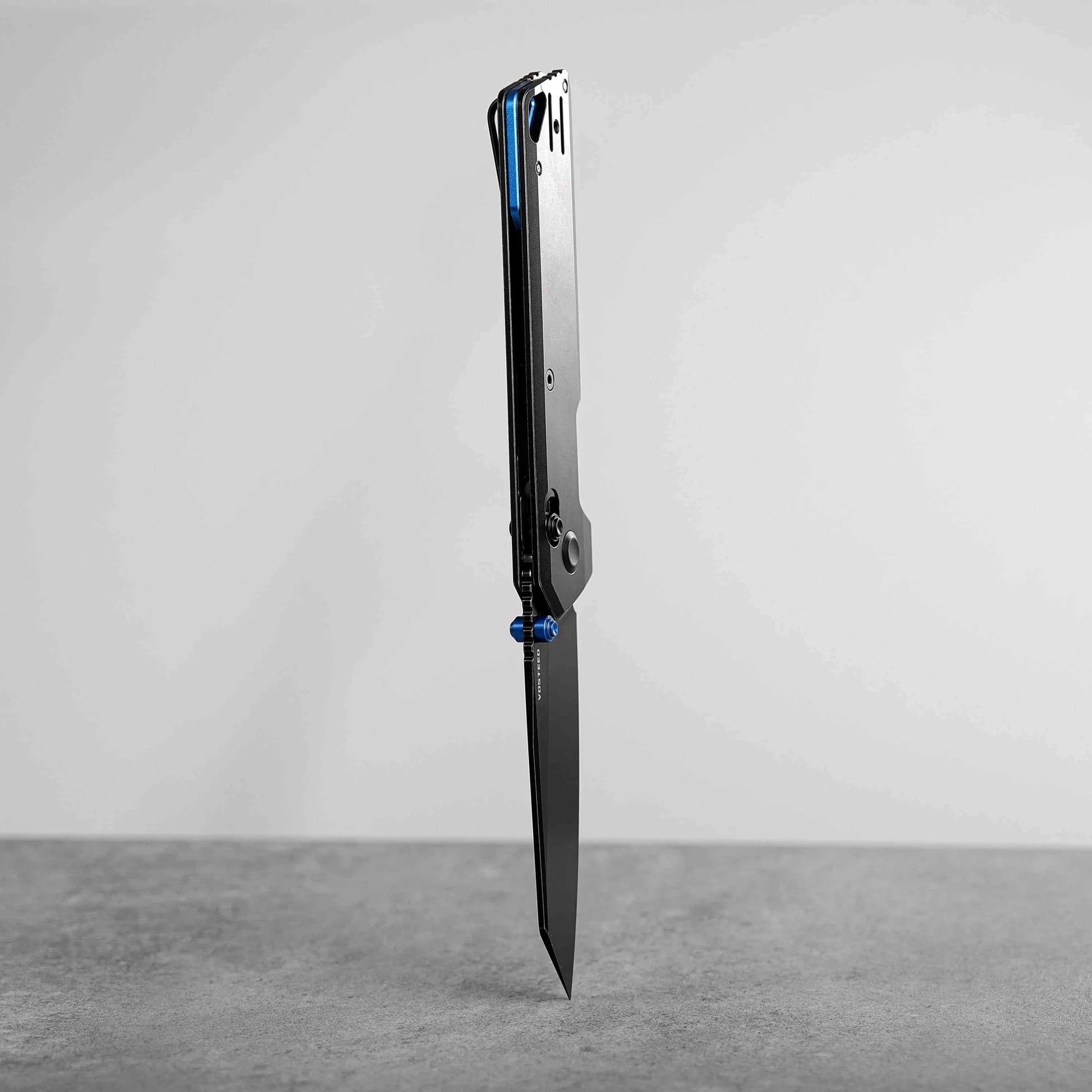 Vosteed Parallel A3501 - 2.9" 154CM Black Stonewash Blade, Black Titanium Handle