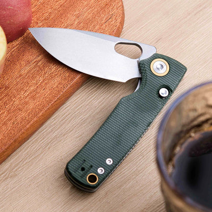 Vosteed Porcupine A2603 - 2.99" 14C28N Stonewash Blade, Green Micarta Handle