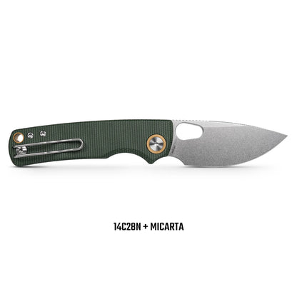 Vosteed Porcupine A2603 - 2.99" 14C28N Stonewash Blade, Green Micarta Handle