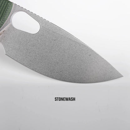 Vosteed Porcupine A2603 - 2.99" 14C28N Stonewash Blade, Green Micarta Handle