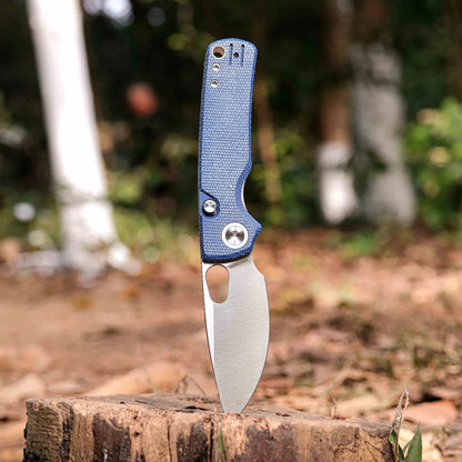 Vosteed Porcupine A2605 - 2.99" 14C28N Satin Blade, Blue Micarta Handle