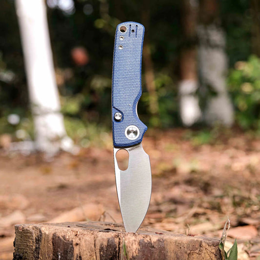 Vosteed Porcupine A2605 - 2.99" 14C28N Satin Blade, Blue Micarta Handle