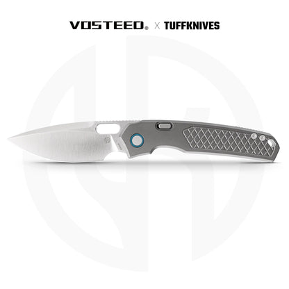 Vosteed Psyop A2202 - 3.32" Elmax Satin Blade, Titanium Patterned Handle