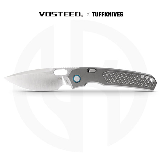 Vosteed Psyop A2202 - 3.32" Elmax Satin Blade, Titanium Patterned Handle
