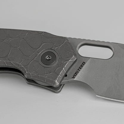 Vosteed Psyop A2222 - 3.32" Elmax Acid Wash & Stonewash Blade, Titanium Handle