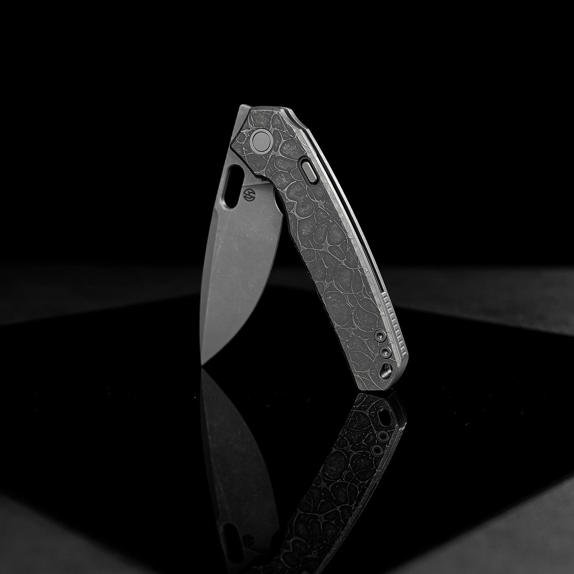 Vosteed Psyop A2222 - 3.32" Elmax Acid Wash & Stonewash Blade, Titanium Handle