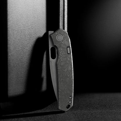Vosteed Psyop A2222 - 3.32" Elmax Acid Wash & Stonewash Blade, Titanium Handle