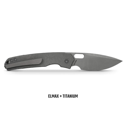 Vosteed Psyop A2222 - 3.32" Elmax Acid Wash & Stonewash Blade, Titanium Handle