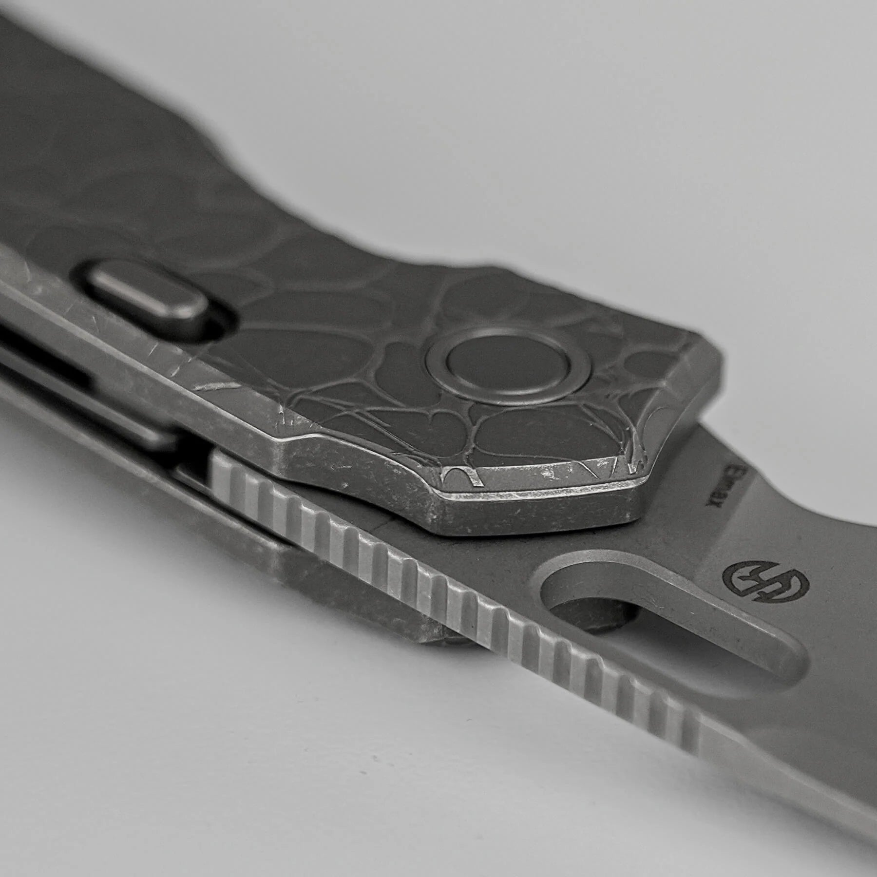 Vosteed Psyop A2222 - 3.32" Elmax Acid Wash & Stonewash Blade, Titanium Handle