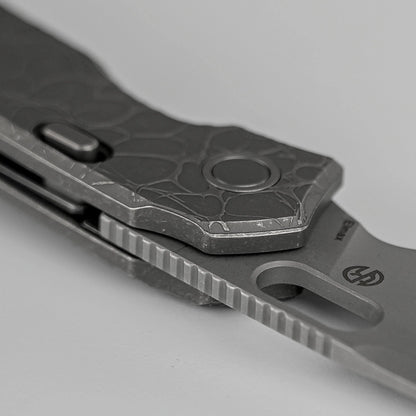 Vosteed Psyop A2222 - 3.32" Elmax Acid Wash & Stonewash Blade, Titanium Handle