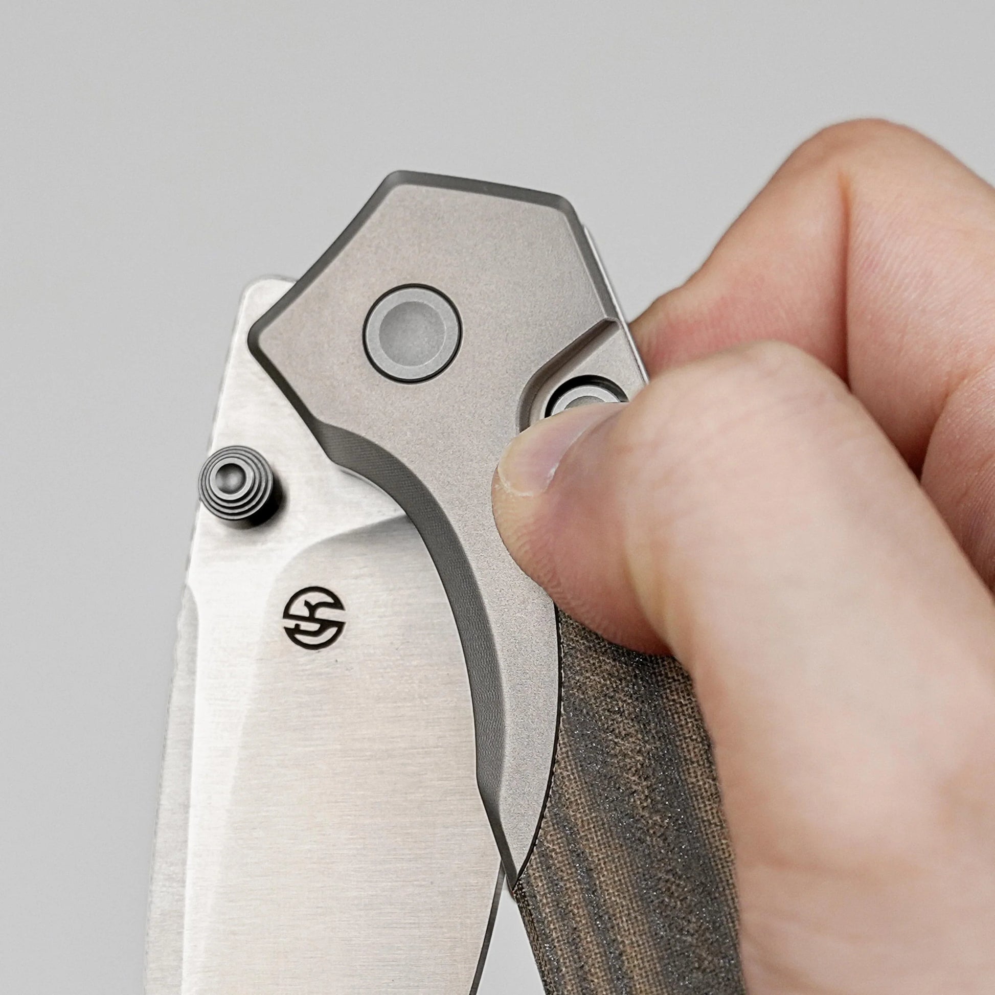 Vosteed Psyop 299 A2218 - 2.99" S35VN Satin Blade, Green Micarta & Titanium Handle