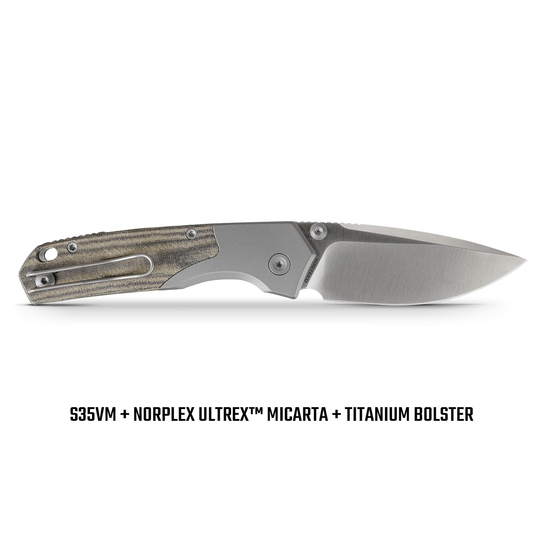 Vosteed Psyop 299 A2218 - 2.99" S35VN Satin Blade, Green Micarta & Titanium Handle