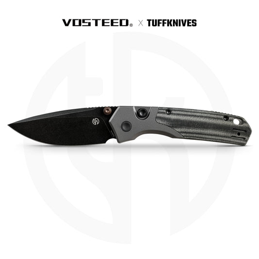 Vosteed Psyop 299 A2219 - 2.99" S35VN Black Stonewash Blade, Black Micarta & Titanium Handle