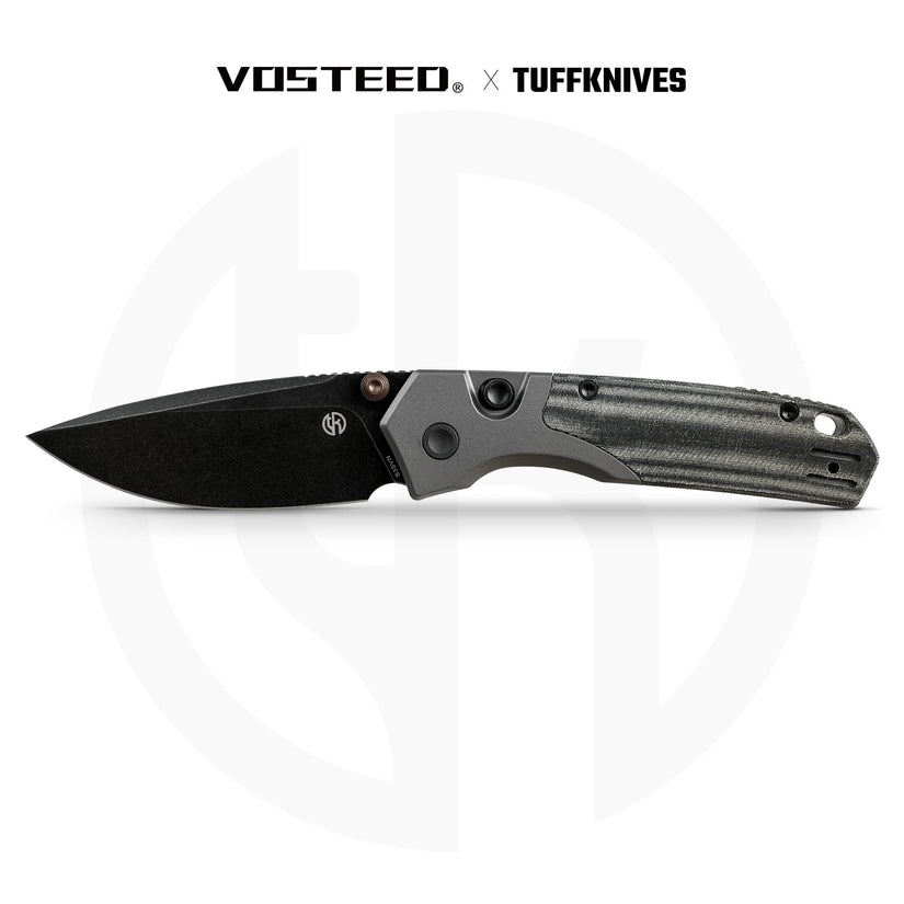 Vosteed Psyop 299 A2219 - 2.99" S35VN Black Stonewash Blade, Black Micarta & Titanium Handle
