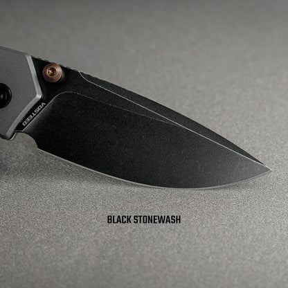 Vosteed Psyop 299 A2219 - 2.99" S35VN Black Stonewash Blade, Black Micarta & Titanium Handle