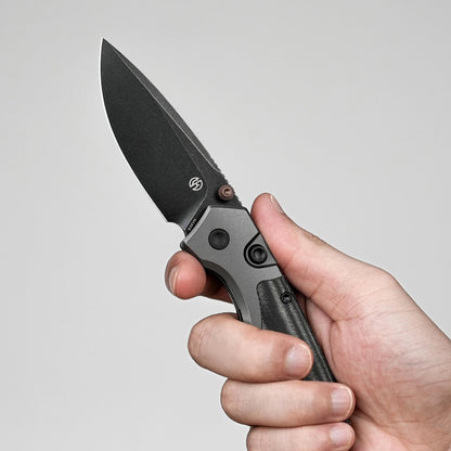 Vosteed Psyop 299 A2219 - 2.99" S35VN Black Stonewash Blade, Black Micarta & Titanium Handle