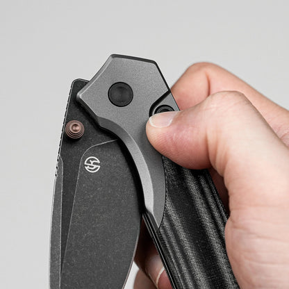 Vosteed Psyop 299 A2219 - 2.99" S35VN Black Stonewash Blade, Black Micarta & Titanium Handle