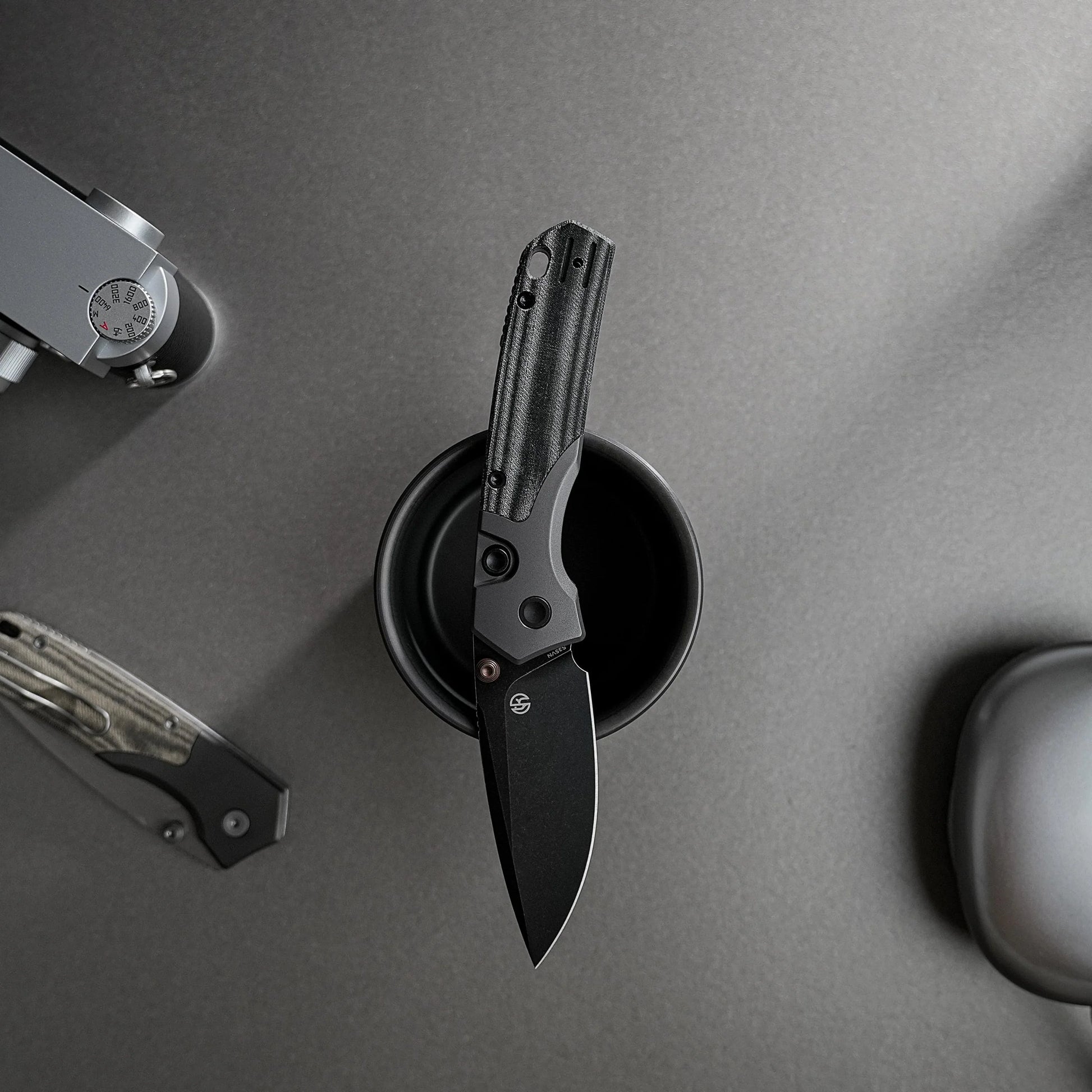 Vosteed Psyop 299 A2219 - 2.99" S35VN Black Stonewash Blade, Black Micarta & Titanium Handle