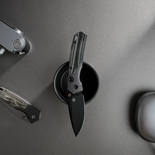Vosteed Psyop 299 A2219 - 2.99" S35VN Black Stonewash Blade, Black Micarta & Titanium Handle