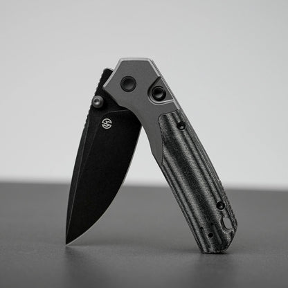 Vosteed Psyop 299 A2219 - 2.99" S35VN Black Stonewash Blade, Black Micarta & Titanium Handle