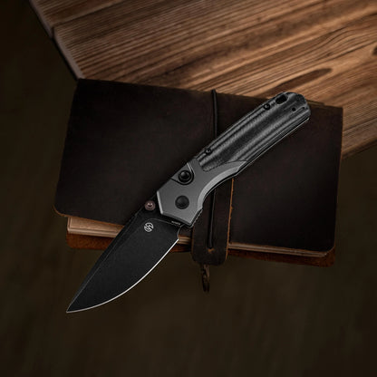 Vosteed Psyop 299 A2219 - 2.99" S35VN Black Stonewash Blade, Black Micarta & Titanium Handle