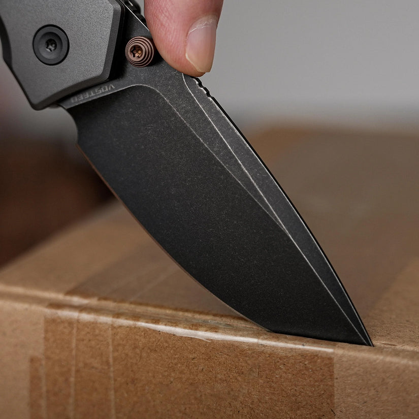 Vosteed Psyop 299 A2219 - 2.99" S35VN Black Stonewash Blade, Black Micarta & Titanium Handle