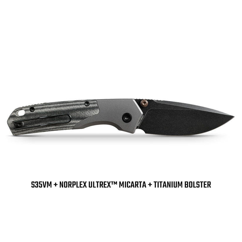 Vosteed Psyop 299 A2219 - 2.99" S35VN Black Stonewash Blade, Black Micarta & Titanium Handle