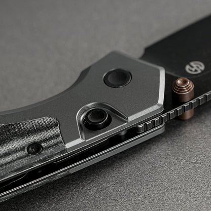 Vosteed Psyop 299 A2219 - 2.99" S35VN Black Stonewash Blade, Black Micarta & Titanium Handle