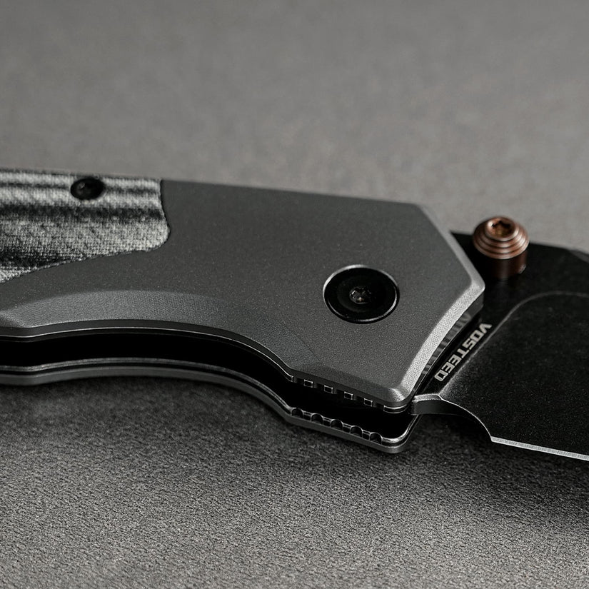 Vosteed Psyop 299 A2219 - 2.99" S35VN Black Stonewash Blade, Black Micarta & Titanium Handle